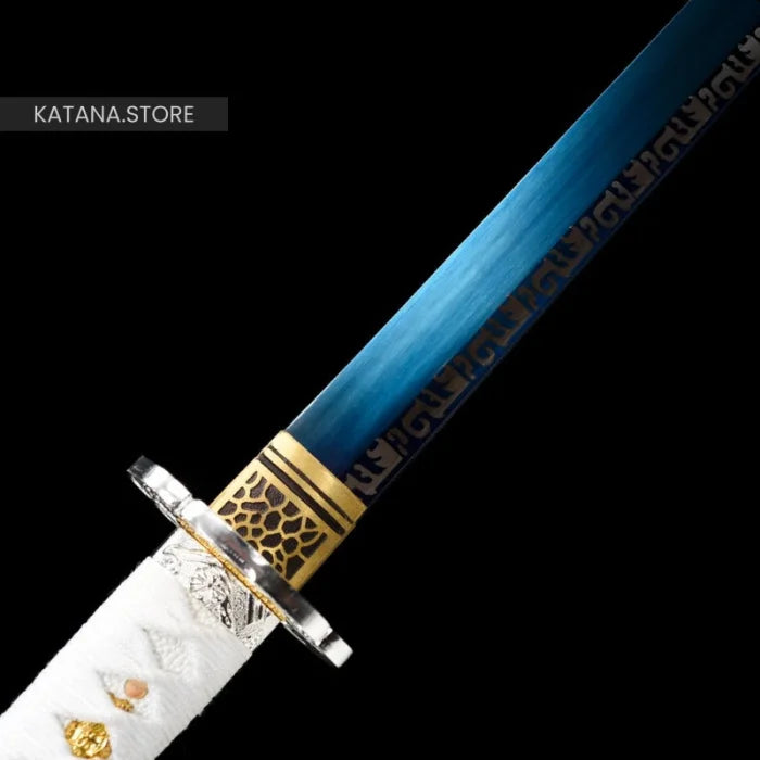 Blue and white katana