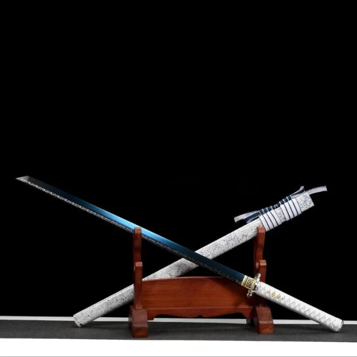 Blue and white katana