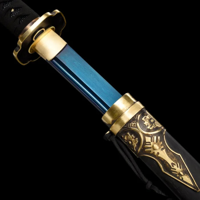 Blue Damascus Steel Katana