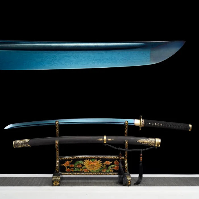 Blue Damascus Steel Katana