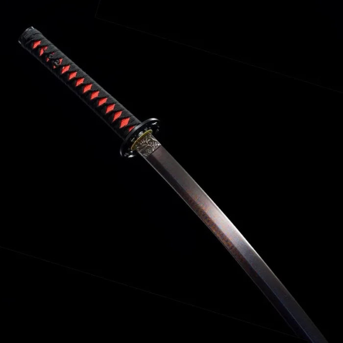 Red and Black Damascus Katana