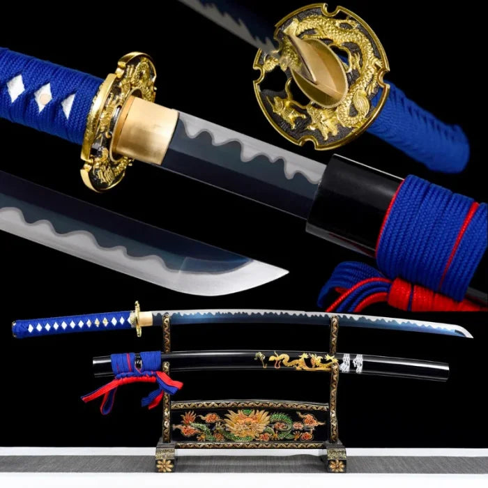 Black Katana with Gold Dragon