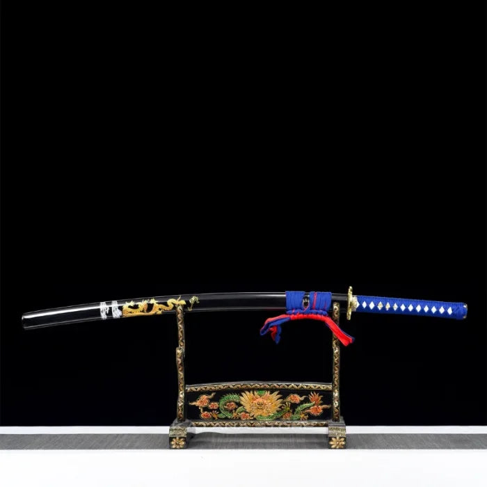 Black Katana with Gold Dragon