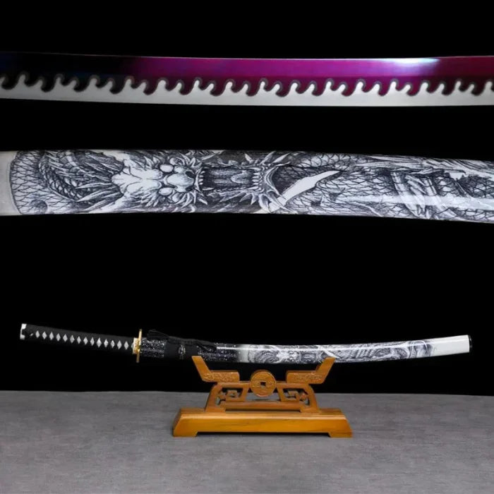 Black Purple and Silver Katana Sword