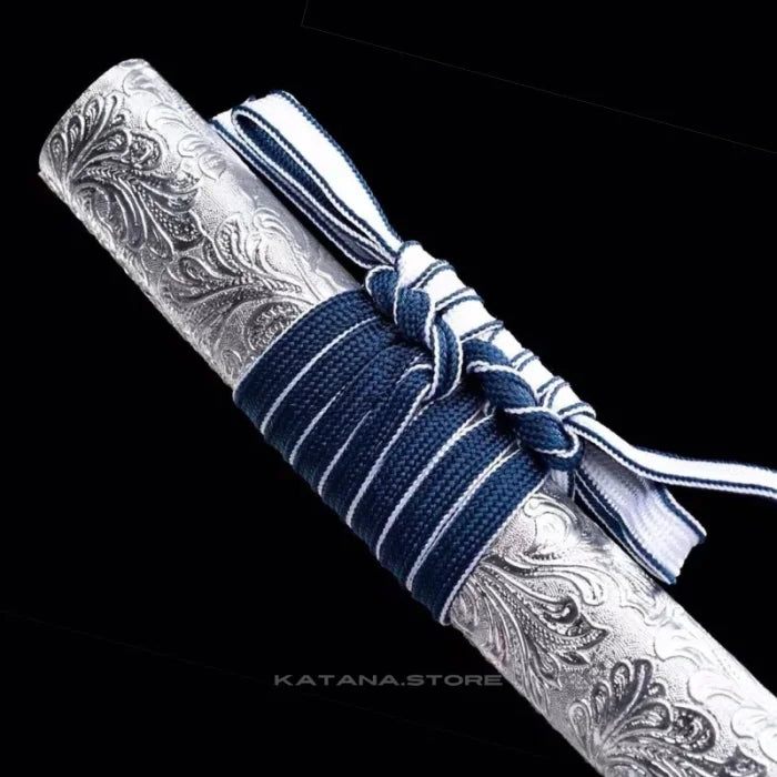 Blue and white katana