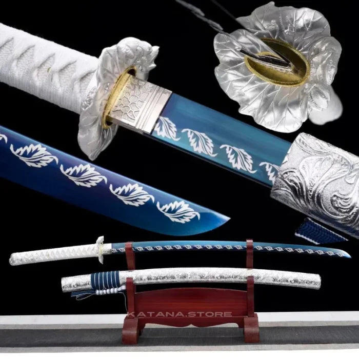 Blue and white katana