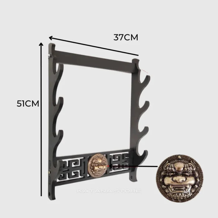 Support Mural Pour Katana / Wakizashi – Présentoir Épée Samouraï En MDF Noir Robuste
